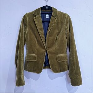 Vintage J.Crew Olive Green Velvet Blazer, Size 2